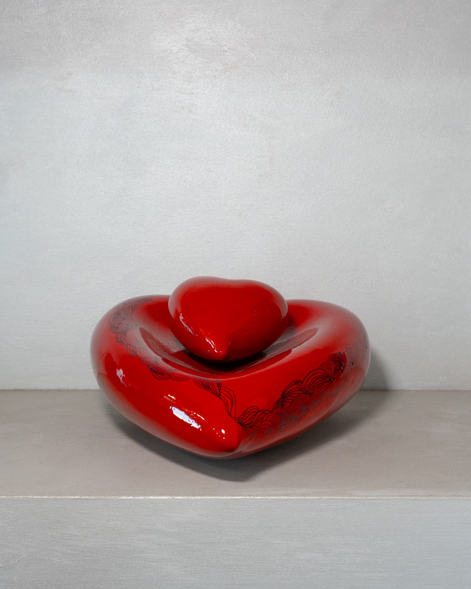 Immagine 2 di Cuori ceramica smaltata rosso/giallo - "la nostra forza"