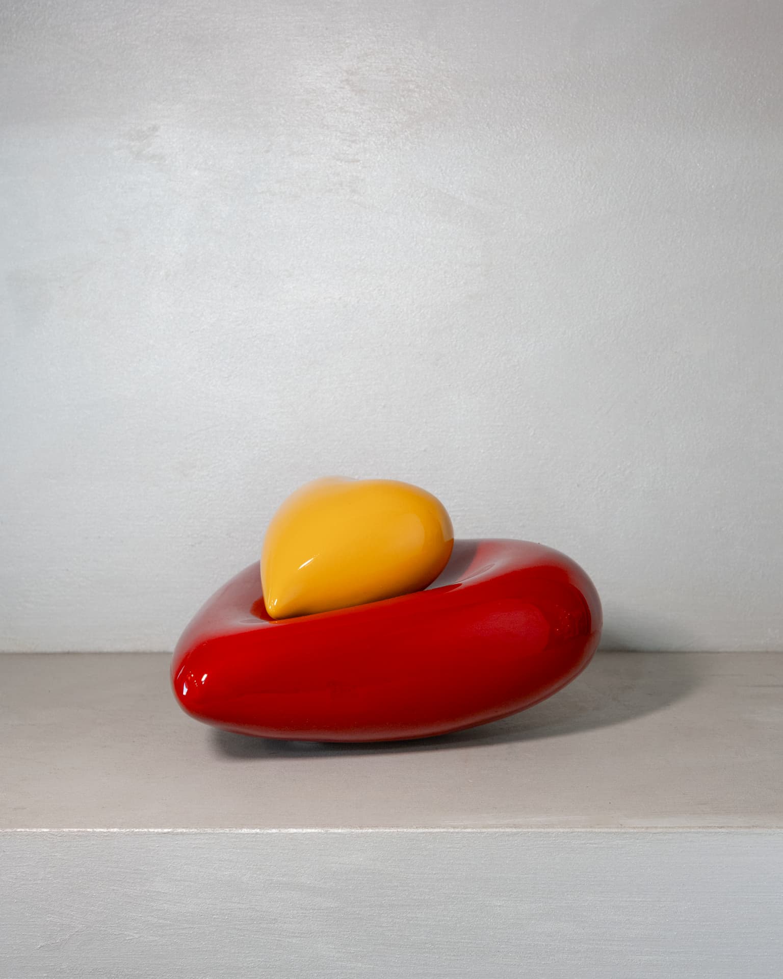 Immagine 2 di Cuori ceramica smaltata rosso/giallo - " io, te e noi "